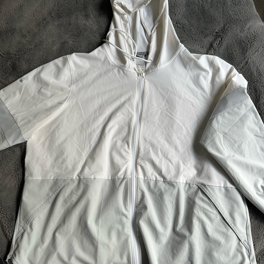 Under Armour White and Gray Zip-Up Jacket